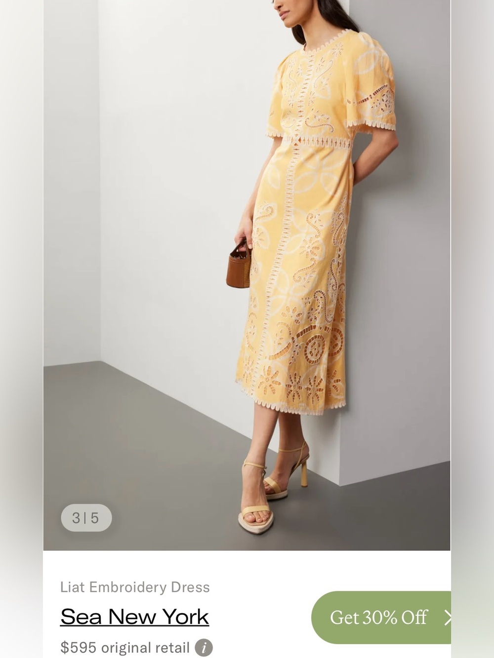 Yellow Eyelet Midi Dress - Women's Summer Dress
